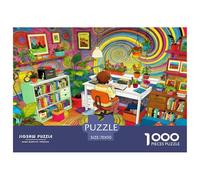 Study Corner Jigsaw Puzzles Puzzles for Adults Kids. 1000 Pieces Room Great Gifts Challenge Toy Educational Games Home Decoration for Adults& Kids Age 14 Years Up 70x50cm/1000pcs