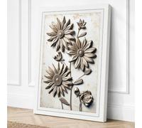 Study: Daisies Botanical Canvas Wall Art Print 36x24 Inch (91 x 61 cm)