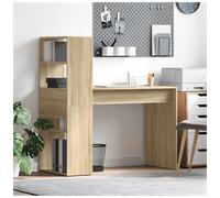 Study Desk Sonoma Oak 113x54x120cm Engineered Wood 2 Shelves Small Matte Finish