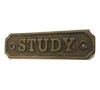 STUDY Door Sign Solid Brass with a Antique Bronze Finish 11x 3.3 cm comes with Screws Ideal for Home Hotel etc DSN-6-AB