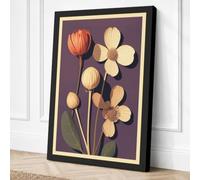 Study in Contrast Botanical Canvas Wall Art Print 36x24 Inch (91 x 61 cm)