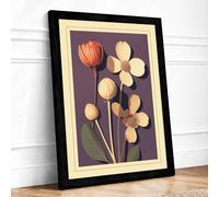 Study in Contrast Botanical Framed Wall Art Print A2 (59.4×42cm) Black, Wall Decor for Living Room, Bedroom, Office & Home, Ready to Hang, Art Gift