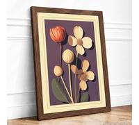 Study in Contrast Botanical Framed Wall Art Print A2 (59.4×42cm) Walnut, Wall Decor for Living Room, Bedroom, Office & Home, Ready to Hang, Art Gift