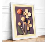 Study in Contrast Botanical Framed Wall Art Print A3 (42×29.7cm) White, Wall Decor for Living Room, Bedroom, Office & Home, Ready to Hang, Art Gift