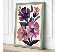 Study in Purple Botanical Canvas Wall Art Print 30x20 Inch