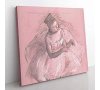 Study of a Ballet Ballerina Dancer Vol.3 by Edgar Degas Classic Painting Canvas Wall Art Print Ready to Hang, Framed Picture for Living Room Bedroom Home Office Décor, 35x35 cm (14x14 Inch)