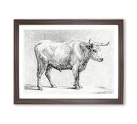 Study Of A Bull By Jean Bernard Vintage Framed Wall Art Print, Ready to Hang Picture for Living Room Bedroom Home Office Décor, Walnut A3 (46 x 34 cm)