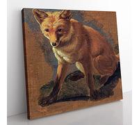 Study Of A Fox by Jacques Laurent Agasse Classic Painting Canvas Wall Art Print Ready to Hang, Framed Picture for Living Room Bedroom Home Office Décor, 50x50 cm (20x20 Inch)