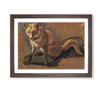 Study Of A Fox By Jacques Laurent Agasse Classic Painting Framed Print | A2 Walnut Framed Wall Art | Ready to Hang | Classic Animal Picture | Living Room Bedroom Lounge Office