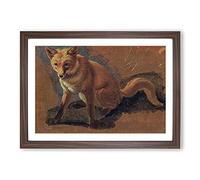 Study of A Fox by Jacques-Laurent Agasse Framed Print | A2 Walnut Framed Wall Art | Ready to Hang | Modern Animal Picture | Living Room Bedroom Lounge Office