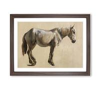 Study Of A Grey Horse By Jacques Laurent Agasse Classic Painting Framed Print | A3 Walnut Framed Wall Art | Ready to Hang | Classic Animal Picture | Living Room Bedroom Lounge Office