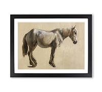 Study Of A Grey Horse By Jacques Laurent Agasse Classic Painting Framed Print | A4 Black Framed Wall Art | Ready to Hang | Classic Animal Picture | Living Room Bedroom Lounge Office