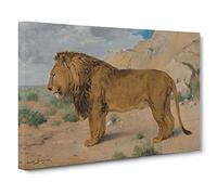 Study Of A Lion By Rosa Bonheur Canvas Print | Gallery Wrapped 30mm Frame Wall Art | 30x20 inches | Ready to Hang | Classic Animals Picture | Living Room Bedroom Lounge Office