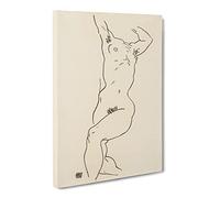 Study Of A Naked Woman Vol.2 By Egon Schiele Classic Painting Canvas Wall Art Print Ready to Hang, Framed Picture for Living Room Bedroom Home Office Décor, 20x14 Inch (50x35 cm)