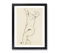 Study Of A Naked Woman Vol.2 By Egon Schiele Classic Painting Framed Wall Art Print, Ready to Hang Picture for Living Room Bedroom Home Office Décor, Black A4 (34 x 25 cm)