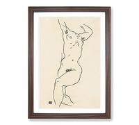 Study of A Naked Woman Vol.2 by Egon Schiele Framed Print | A2 Walnut Framed Wall Art | Ready to Hang | Modern Nature Picture | Living Room Bedroom Lounge Office