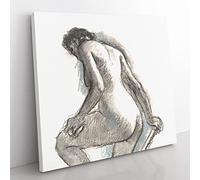 Study of a Nude Woman Vol.2 by Edgar Degas Classic Painting Canvas Wall Art Print Ready to Hang, Framed Picture for Living Room Bedroom Home Office Décor, 50x50 cm (20x20 Inch)