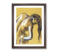 Study Of A Nude Woman Vol.3 By Edgar Degas Classic Painting Framed Print | A3 Walnut Framed Wall Art | Ready to Hang | Classic Historical Picture | Living Room Bedroom Lounge Office