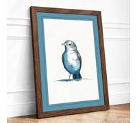 Study of a Small Bird Botanical Framed Wall Art Print A3 (42×29.7cm) Walnut, Wall Decor for Living Room, Bedroom, Office & Home, Ready to Hang, Art Gift