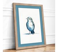 Study of a Small Bird Botanical Framed Wall Art Print A4 (29.7×21cm) Oak, Wall Decor for Living Room, Bedroom, Office & Home, Ready to Hang, Art Gift
