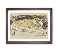 Study Of A Tiger Vol.1 By John Macallan Swan Classic Painting Framed Print | A2 Walnut Framed Wall Art | Ready to Hang | Classic Animal Picture | Living Room Bedroom Lounge Office