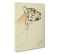 Study Of A Tiger Vol.2 By John Macallan Swan Canvas Print | Gallery Wrapped 30mm Frame Wall Art | 30x20 inches | Ready to Hang | Asian Animals Picture | Living Room Bedroom Lounge Office