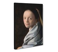 Study Of A Young Woman By Johannes Vermeer Canvas Print | Gallery Wrapped 30mm Frame Wall Art | 24x16 inches | Ready to Hang | Baroque People Picture | Living Room Bedroom Lounge Office