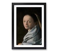 Study of A Young Woman by Johannes Vermeer Framed Print | A2 Black Framed Wall Art | Ready to Hang | Modern Historical Picture | Living Room Bedroom Lounge Office