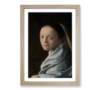 Study of A Young Woman by Johannes Vermeer Framed Print | A2 Oak Framed Wall Art | Ready to Hang | Modern Historical Picture | Living Room Bedroom Lounge Office
