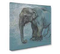 Study Of An Elephant by John Macallan swan Canvas Print | Gallery Wrapped 30mm Frame Wall Art | 14x14 inches | Ready to Hang | Classic Animals Picture | Living Room Bedroom Lounge Office