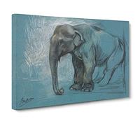Study Of An Elephant By John Macallan Swan Canvas Print | Gallery Wrapped 30mm Frame Wall Art | 24x16 inches | Ready to Hang | Classic Animals Picture | Living Room Bedroom Lounge Office