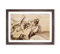 Study of Ballet Ballerina Dancers Vol.1 by Edgar Degas Framed Print | A2 Walnut Framed Wall Art | Ready to Hang | Modern Nature Picture | Living Room Bedroom Lounge Office