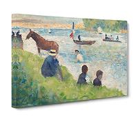 Study Of Bathers Vol.1 By Georges Seurat Canvas Print | Gallery Wrapped 30mm Frame Wall Art | 30x20 inches | Ready to Hang | Impressionist Picture | Living Room Bedroom Lounge Office
