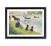 Study Of Bathers Vol.1 By Georges Seurat Classic Painting Framed Print | A2 Black Framed Wall Art | Ready to Hang | Classic Historical Picture | Living Room Bedroom Lounge Office