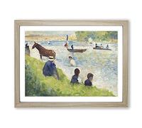 Study Of Bathers Vol.1 By Georges Seurat Classic Painting Framed Wall Art Print, Ready to Hang Picture for Living Room Bedroom Home Office Décor, Oak A2 (64 x 46 cm)
