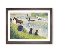 Study Of Bathers Vol.1 By Georges Seurat Classic Painting Framed Wall Art Print, Ready to Hang Picture for Living Room Bedroom Home Office Décor, Walnut A2 (64 x 46 cm)