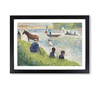 Study of Bathers Vol.1 by Georges Seurat Framed Print | A2 Black Framed Wall Art | Ready to Hang | Modern Nature Picture | Living Room Bedroom Lounge Office