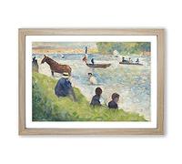 Study of Bathers Vol.1 by Georges Seurat Framed Print | A2 Oak Framed Wall Art | Ready to Hang | Modern Nature Picture | Living Room Bedroom Lounge Office
