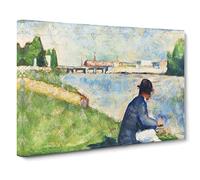 Study Of Bathers Vol.2 By Georges Seurat Classic Painting Canvas Wall Art Print Ready to Hang, Framed Picture for Living Room Bedroom Home Office Décor, 24x16 Inch (60x40 cm)