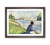 Study Of Bathers Vol.2 By Georges Seurat Classic Painting Framed Print | A4 Walnut Framed Wall Art | Ready to Hang | Classic Historical Picture | Living Room Bedroom Lounge Office