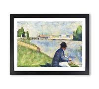 Study Of Bathers Vol.2 By Georges Seurat Classic Painting Framed Wall Art Print, Ready to Hang Picture for Living Room Bedroom Home Office Décor, Black A4 (34 x 25 cm)