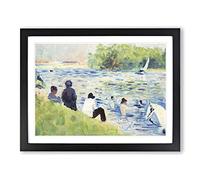 Study Of Bathers Vol.3 By Georges Seurat Classic Painting Framed Wall Art Print, Ready to Hang Picture for Living Room Bedroom Home Office Décor, Black A3 (46 x 34 cm)