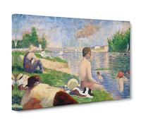 Study Of Bathers Vol.4 By Georges Seurat Canvas Print for Living Room Bedroom Home Office Décor, Wall Art Picture Ready to Hang, 30 x 20 Inch (76 x 50 cm)