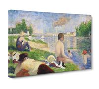 Study Of Bathers Vol.4 By Georges Seurat Classic Painting Canvas Wall Art Print Ready to Hang, Framed Picture for Living Room Bedroom Home Office Décor, 20x14 Inch (50x35 cm)