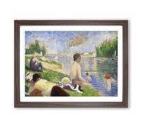 Study Of Bathers Vol.4 By Georges Seurat Classic Painting Framed Print | A2 Walnut Framed Wall Art | Ready to Hang | Classic Historical Picture | Living Room Bedroom Lounge Office