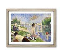 Study Of Bathers Vol.4 By Georges Seurat Classic Painting Framed Print | A4 Oak Framed Wall Art | Ready to Hang | Classic Historical Picture | Living Room Bedroom Lounge Office