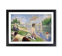 Study of Bathers Vol.4 by Georges Seurat Framed Print | A2 Black Framed Wall Art | Ready to Hang | Modern Nature Picture | Living Room Bedroom Lounge Office
