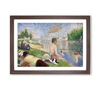 Study of Bathers Vol.4 by Georges Seurat Framed Print | A2 Walnut Framed Wall Art | Ready to Hang | Modern Nature Picture | Living Room Bedroom Lounge Office