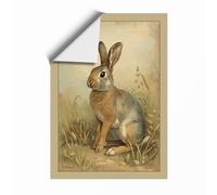 Study of Brown Rabbit Vintage Unframed Wall Art Print A4 (29.7×21cm), Wall Decor for Living Room, Bedroom, Office & Home, Art Gift