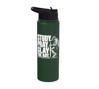 Study Pray Slay The Day Christian Warrior Proverbs 2:6 Stainless Steel Insulated Water Bottle